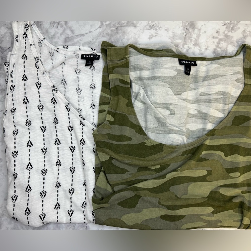 Torrid Camouflage and Patterned Tank Tops size 3